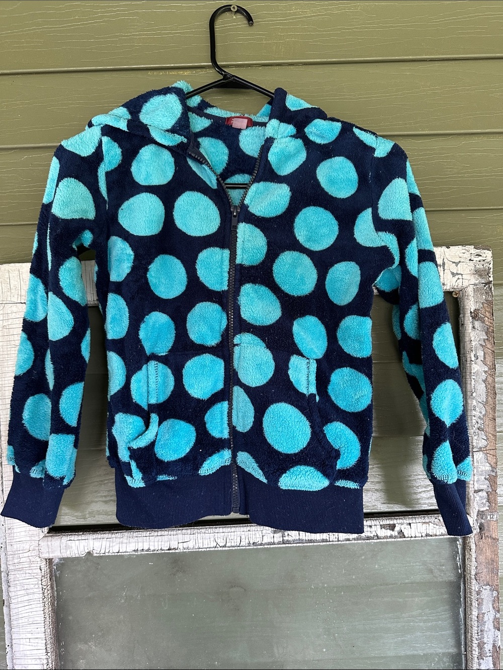 Arizona Jean Company Navy Hoodie with Teal Polka Dots